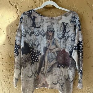 Artistic Graphic Sweater - Cream and Black